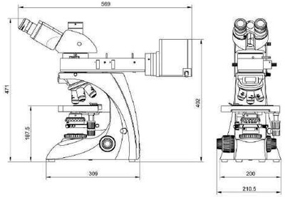 Рис.2. Габаритный чертеж микроскопа XUM602