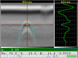 Показания дефектоскопа УД4-76(TOFD версия)
