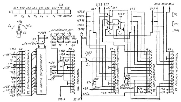 Схема комбинированного цифрового прибора Ц201 часть 2